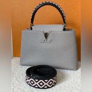 🔥🔥Louis Vuitton Bag Capucines MM Leather LV Logo Limited Edition Braided Gray🔥🔥
